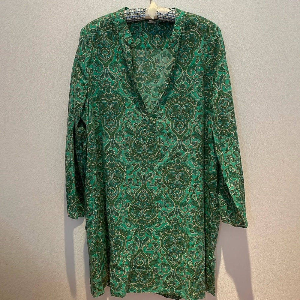 Green paisley J.Crew tunic Size L